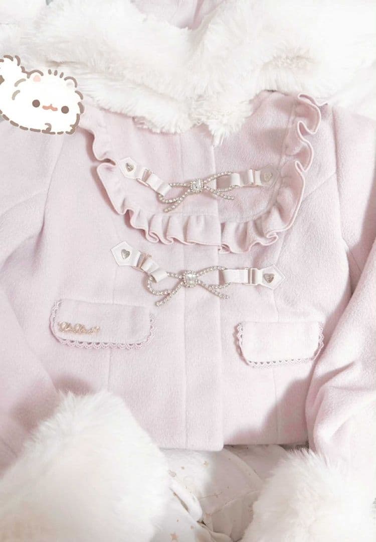 LIZ LISA ビジューリボンショートフードコート ピンク