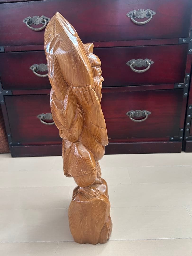 大型47cm】恵比寿天 木彫り 像 置物 一刀彫 七福神 1.9kg - メルカリ