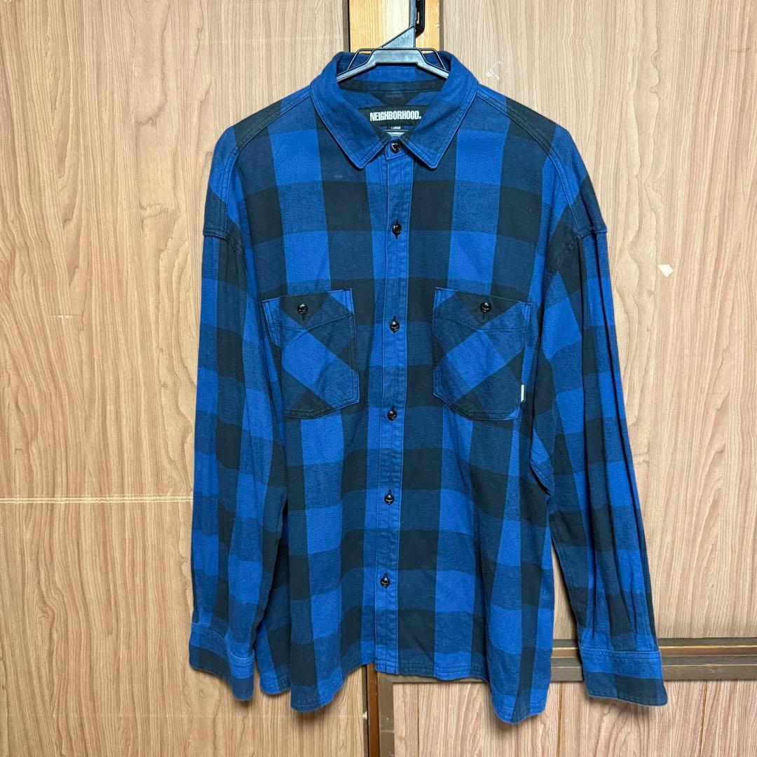 NEIGHBORHOOD ネルシャツ 青黒チェック Lサイズ　USED