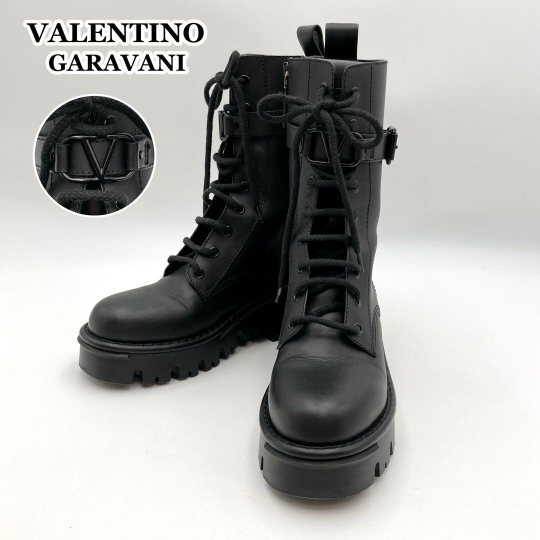 HOLIC✨ ヴァレンティノ キャンプサイト ブーツ 黒 Vロゴ 36.5