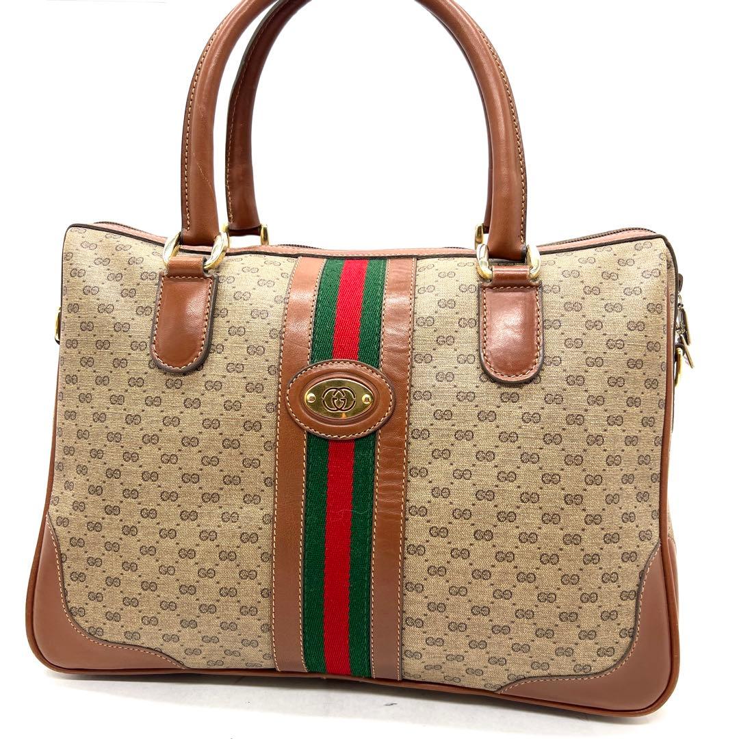 【極美品】グッチ ボストンバッグ シェリーライン マイクロGG PVC