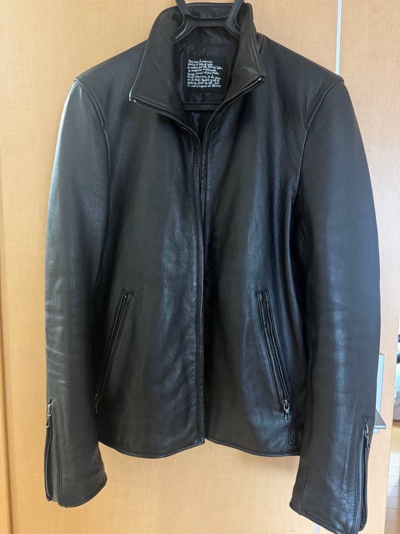 ブラックレザー シングルライダースジャケット