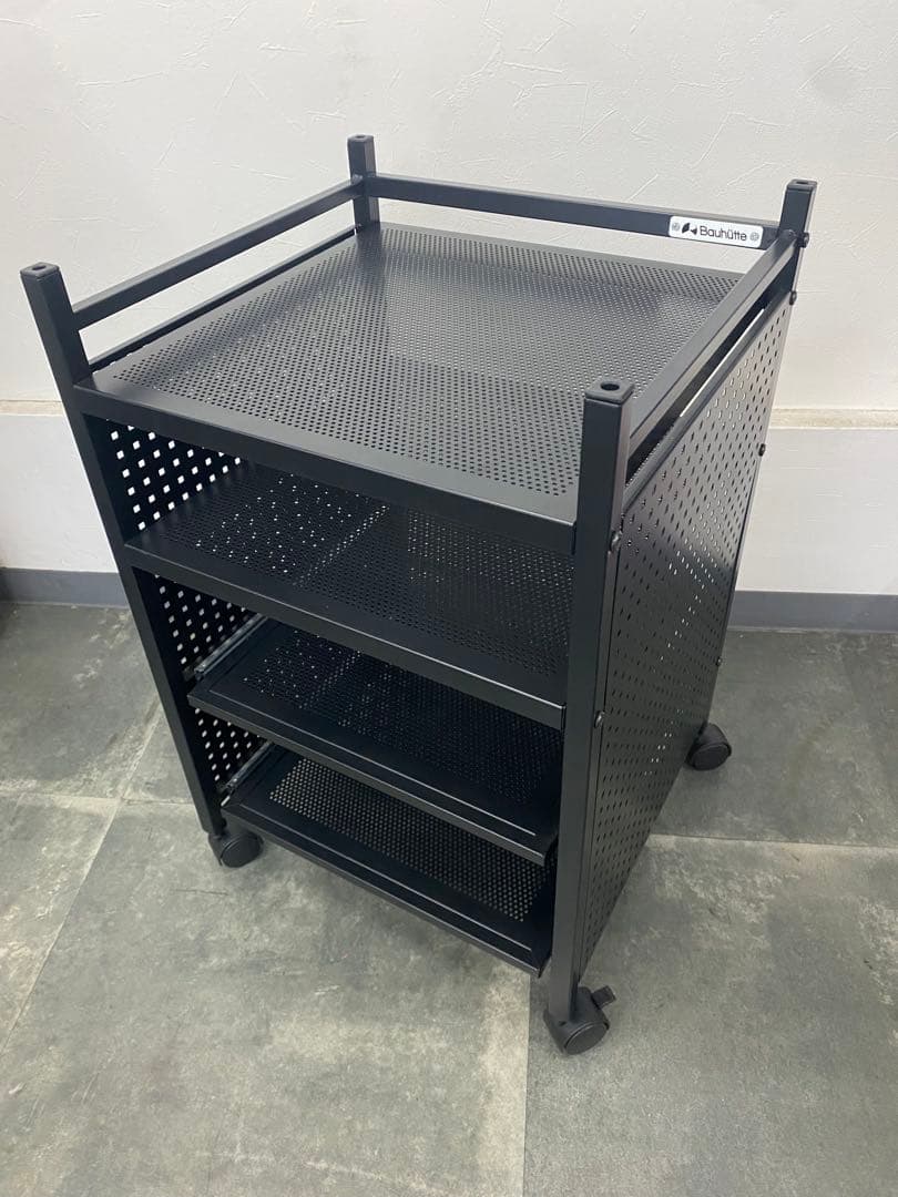 Bauhutte ゲーム機収納ラック BHS-380G-BK 中古 ゲーム機収納ラック スライド棚付 ゲーム機収納に特化した多機能ラック