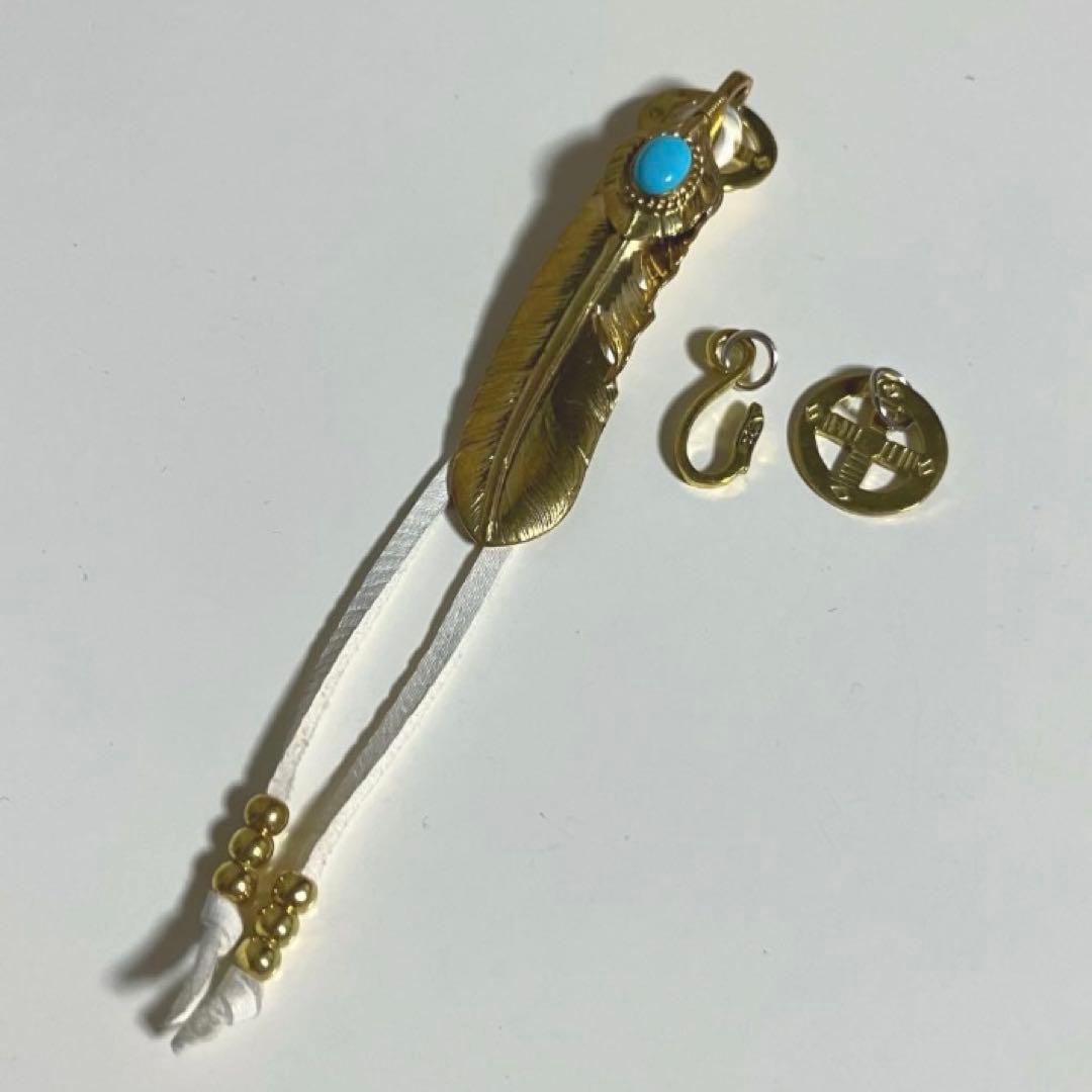 全金 ターコイズ フェザー ネックレス