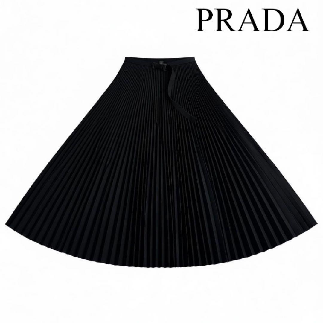 PRADA プラダ 2020 プリーツスカート サフィアーノ ガチャベルト