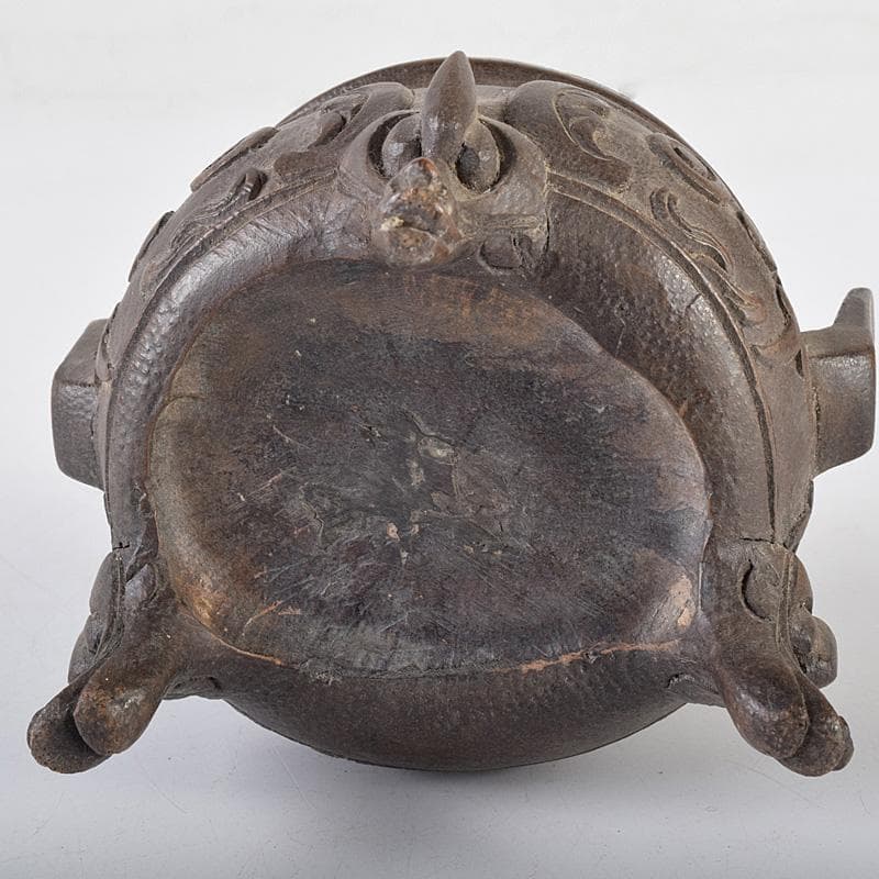 中国 古竹彫刻 獣摘饕餮文 香炉 鼎 V R8107 - メルカリ