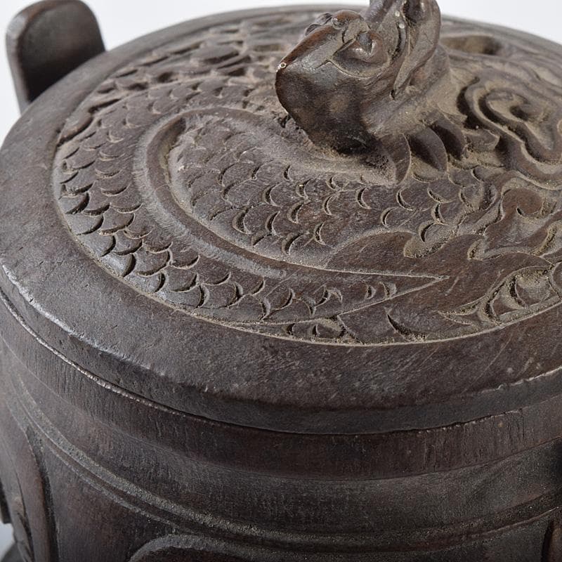 中国 古竹彫刻 獣摘饕餮文 香炉 鼎 V R8107 - メルカリ