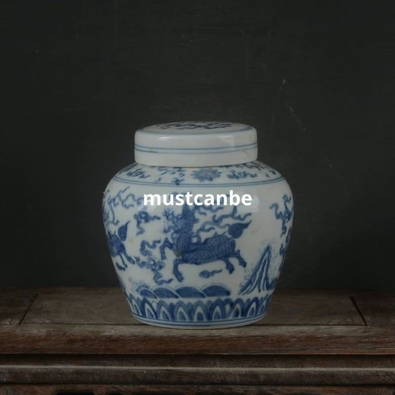 青麒麟紋天字壺 景徳鎮 陶磁器 装飾品 現代工芸品 美術品 置物 楽天市場】景徳鎮 染付麒麟文壺 高さ約23.5cm 中国美術 陶磁器 希少