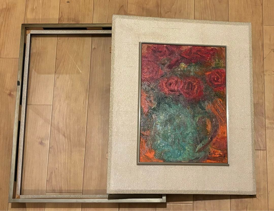 油彩 4号 青山義雄 ばら 淀画廊 国画会 直筆サイン 師マティス 油絵