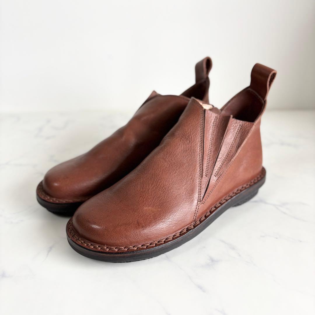 極美品 トリッペン キンキー ショートブーツ サイドゴア レザー ブラウン