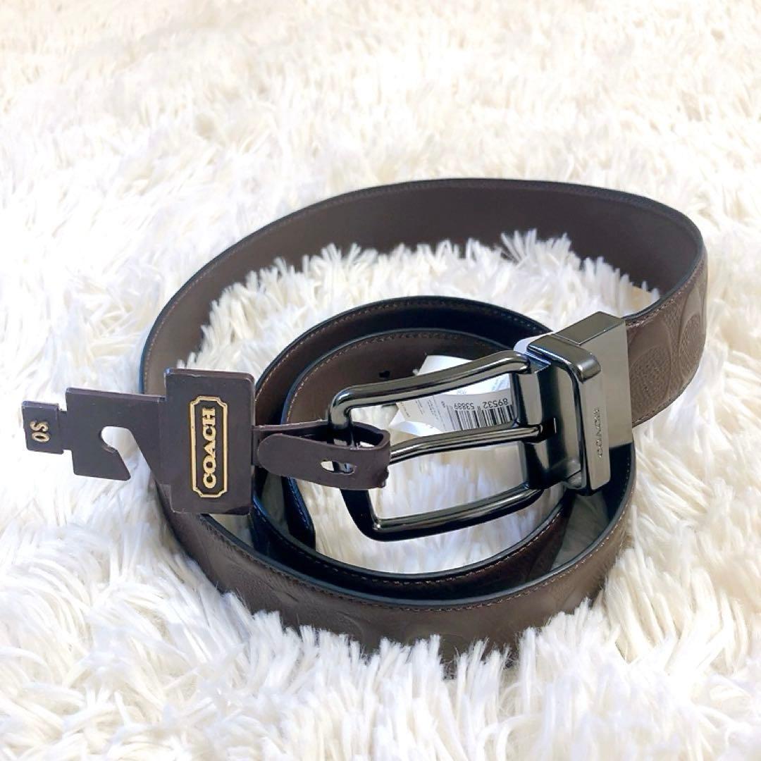 【未使用・シグネチャー】COACH　レザーベルト　F55167　ブラウン