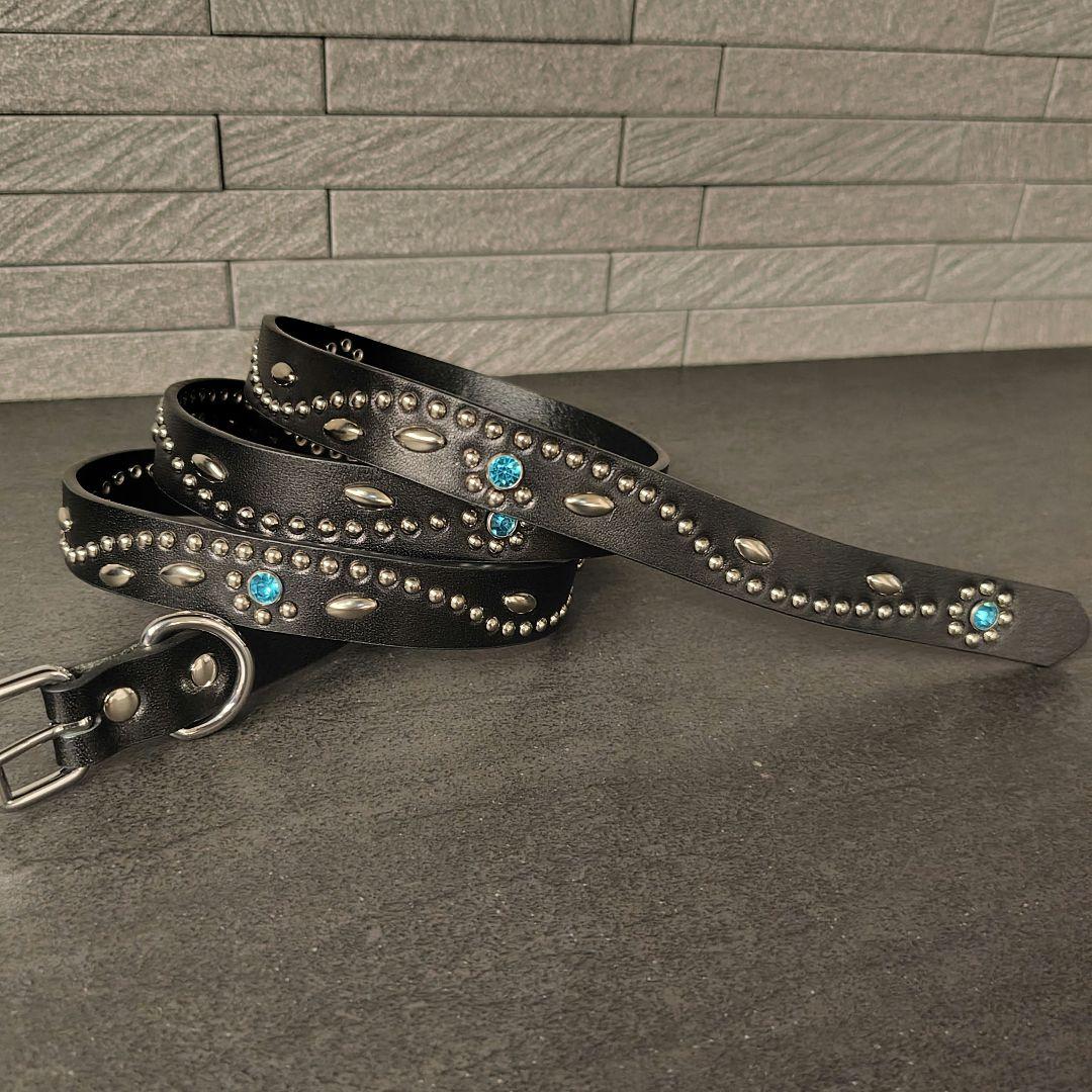 フルスタッズ本革レザーナローベルト！青水色アクアマリン