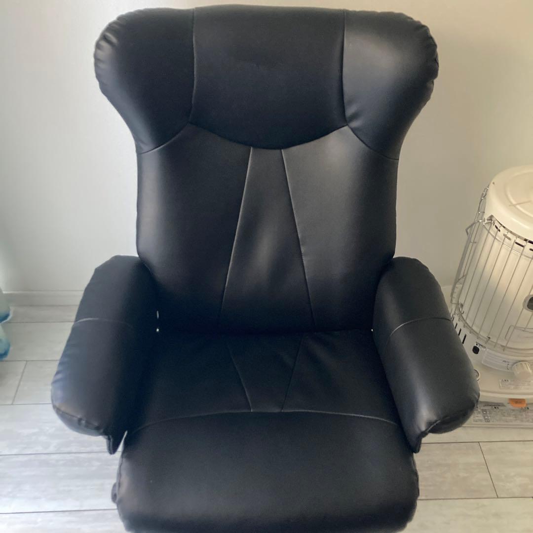 リクライニングチェア 黒 合成皮革 電動リクライニングパーソナルチェア 本革(一部合成皮革)タイプ (LE01