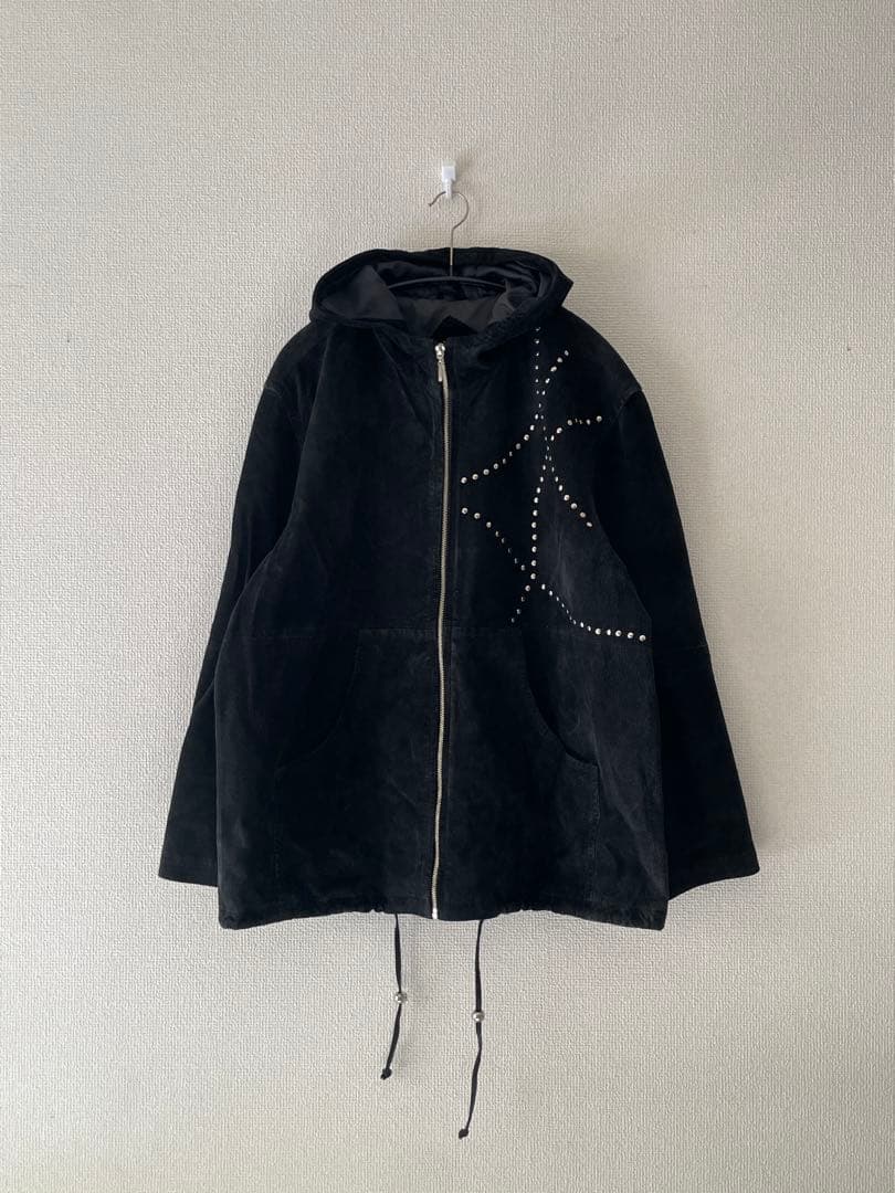 スタッズレザーフーディ　スエード　11737491 スタンドネック×フーディーレザージャケット ジャケット albino 通販