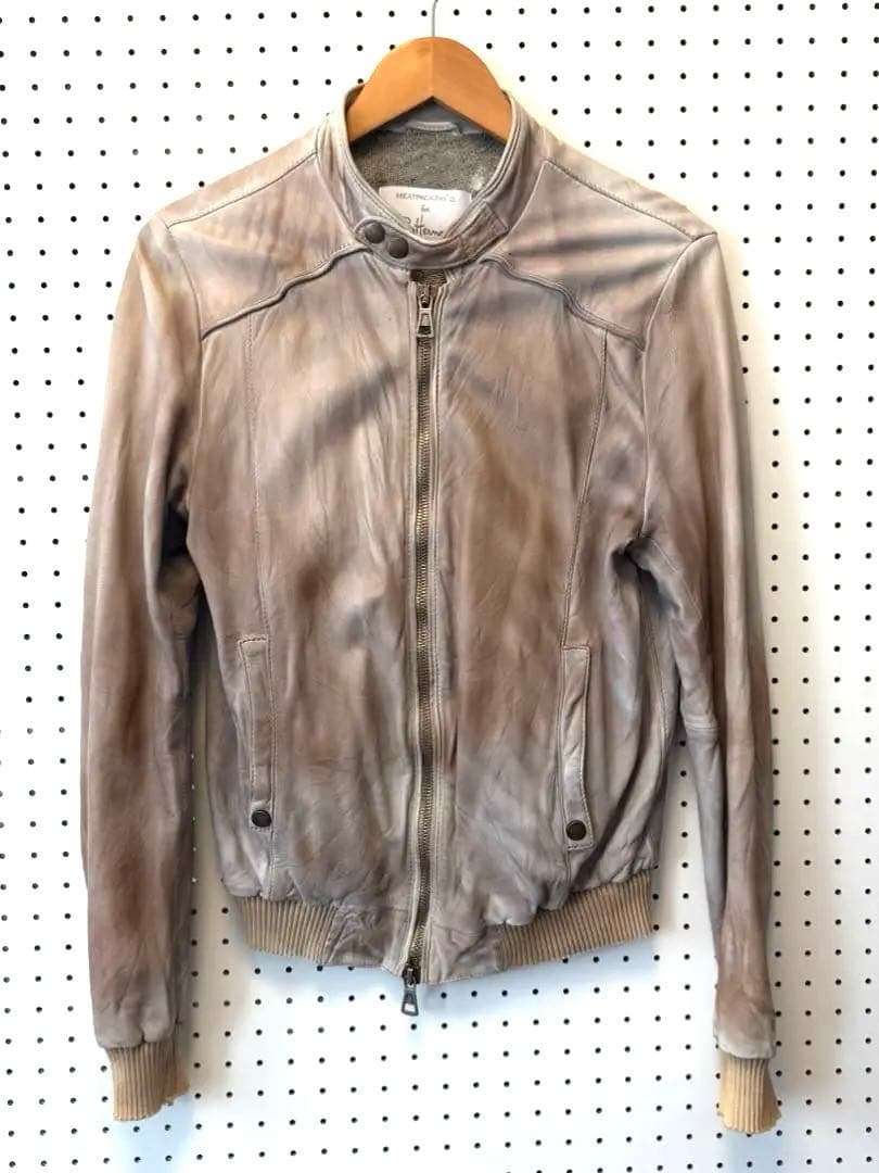 ロンハーマンMEATPACKING D シングルライダースジャケット ベージュM MEATPACKING D for Ron Herman (ミートパッキング・ディ フォー ロン