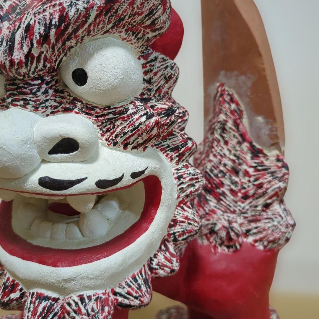 沖縄シーサー 特大高さ43センチ 重量7.5キロ 漆喰 - メルカリ