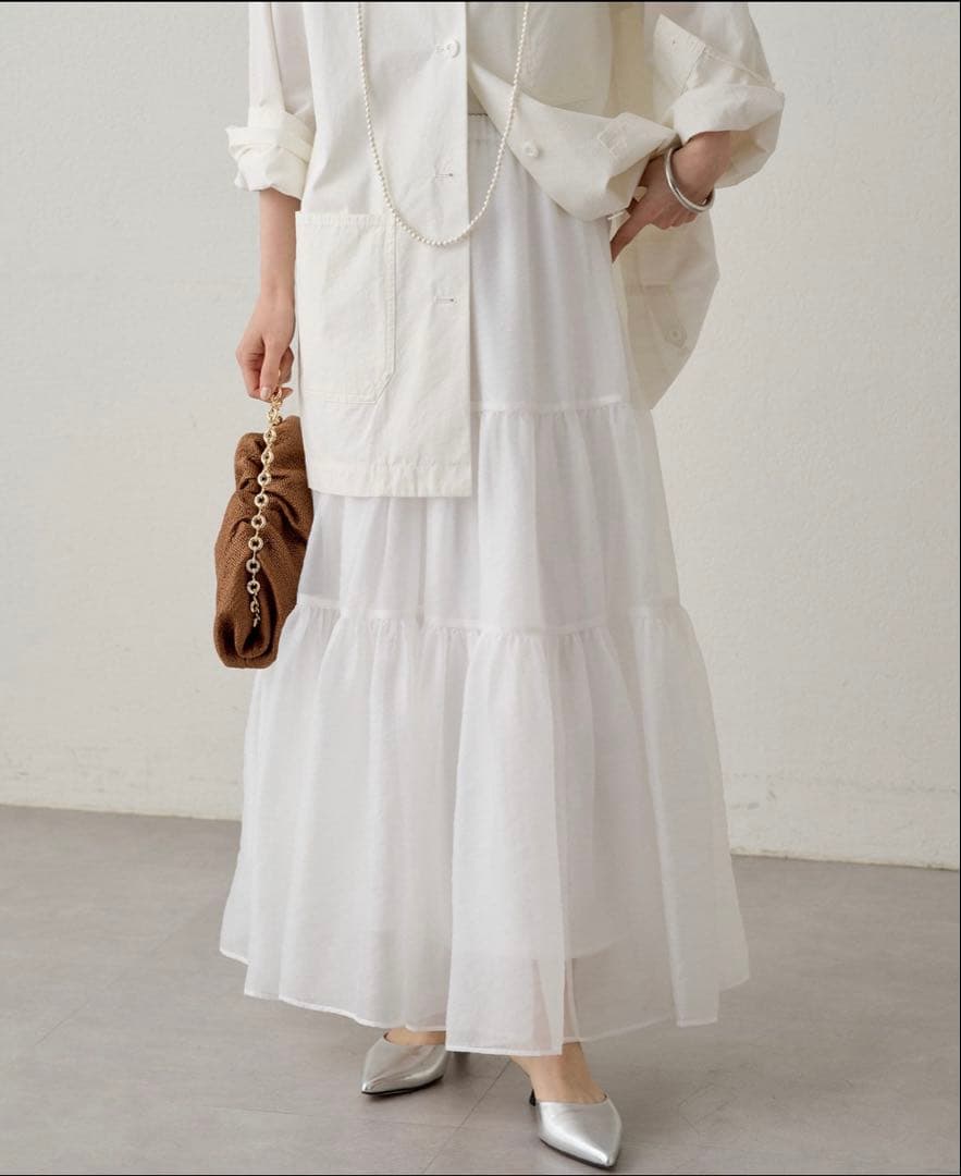 ラウンジドレス☆オーガンジーティアードスカート