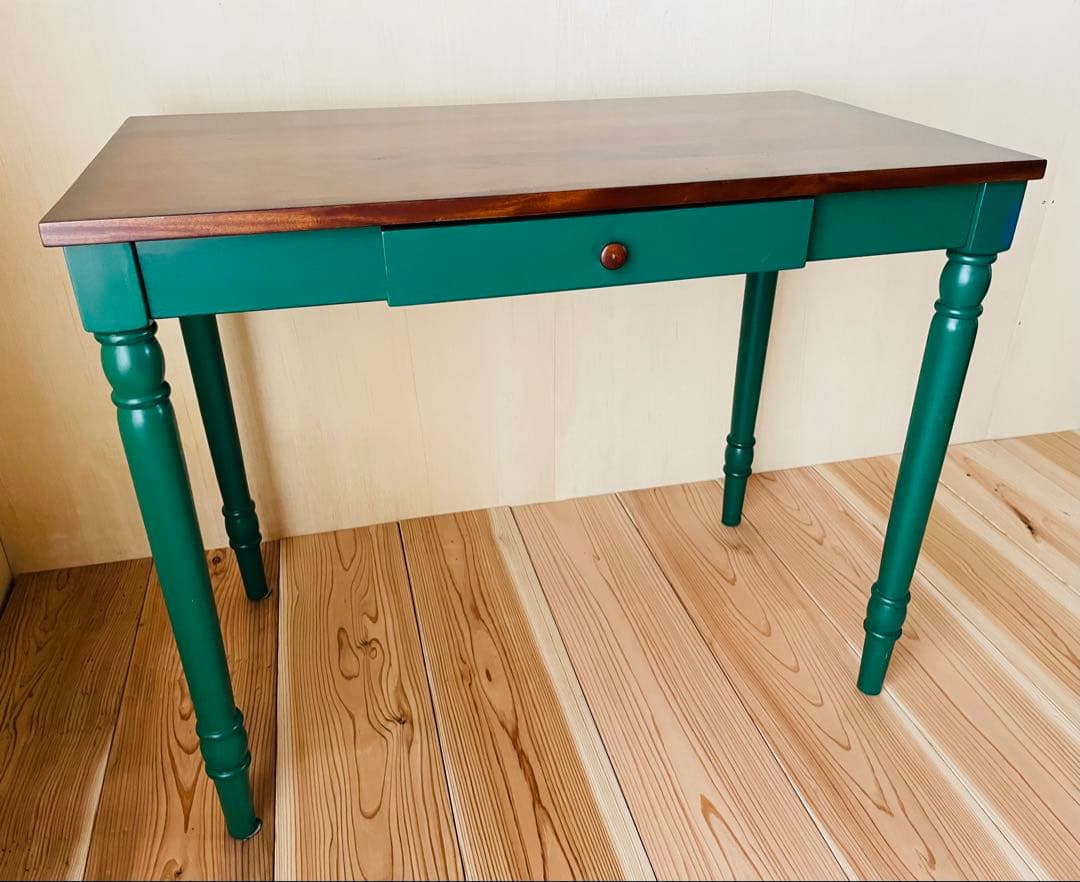 マホガニー材/デスク/机/テーブル/花台/飾り台/ろくろ脚/カフェ/アンティーク