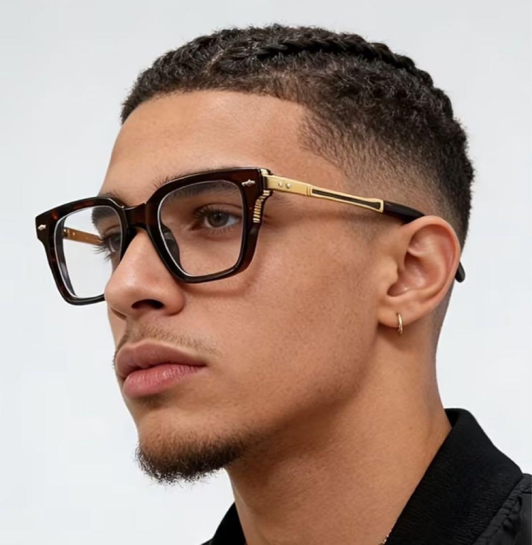 ファッション　メガネ　度なし　スクエアフレーム 未来　カジュアル　イケメン