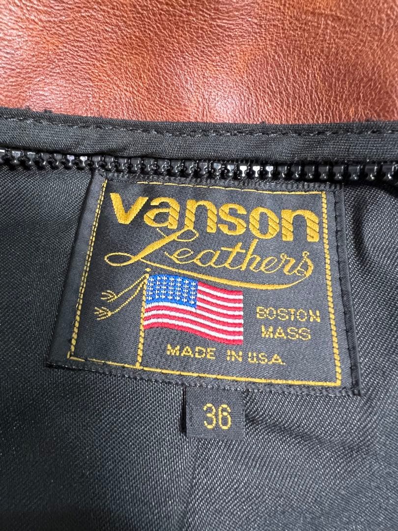 vanson ブラウン 年代物牛本革シングルライダース 36 - メルカリ