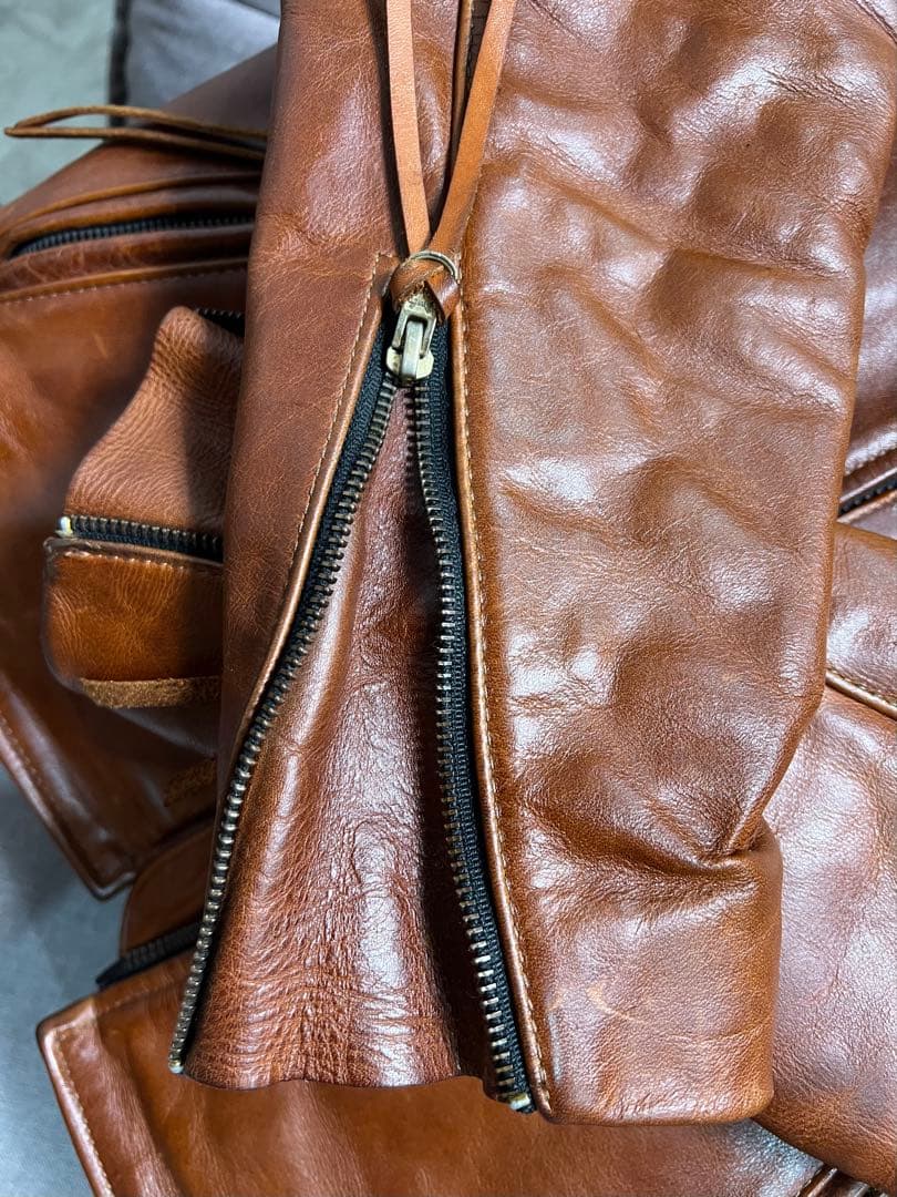 vanson ブラウン 年代物牛本革シングルライダース 36 - メルカリ