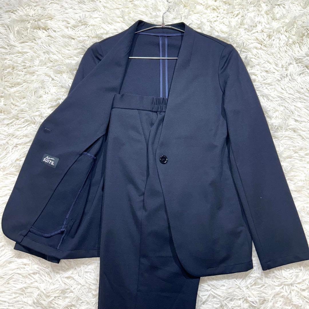 春夏【未使用タグ付☆洗える】パジャマスーツ　セットアップ　カラーレス　ネイビーS