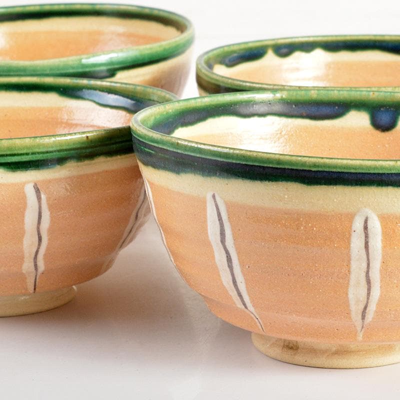 茶道具 桃山窯 林英二造 赤織部 数茶碗 9客 共箱 V 6116C - メルカリ