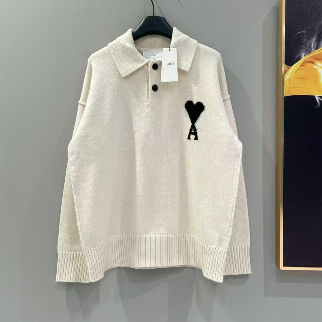 AMI PARIS ホワイトリーポロニット ハート刺繍 - メルカリ