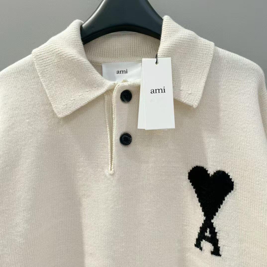 AMI PARIS ホワイトリーポロニット ハート刺繍 - メルカリ