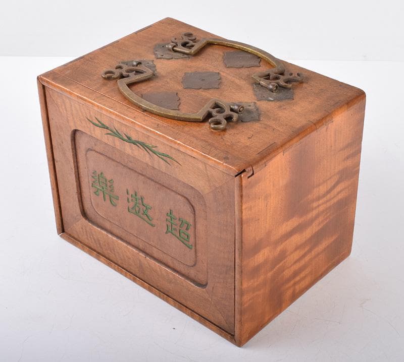 中国 竹嵌 骨牌 背竹牌 麻雀牌 木箱付 D 8693 - メルカリ