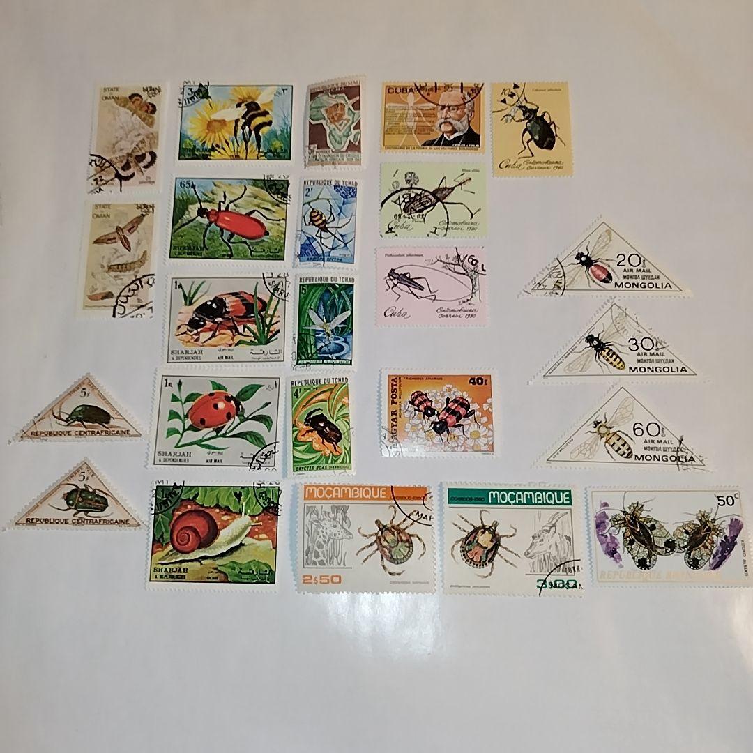 世界の昆虫切手② 24枚 外国切手 モザンビーク チャド オマーン
