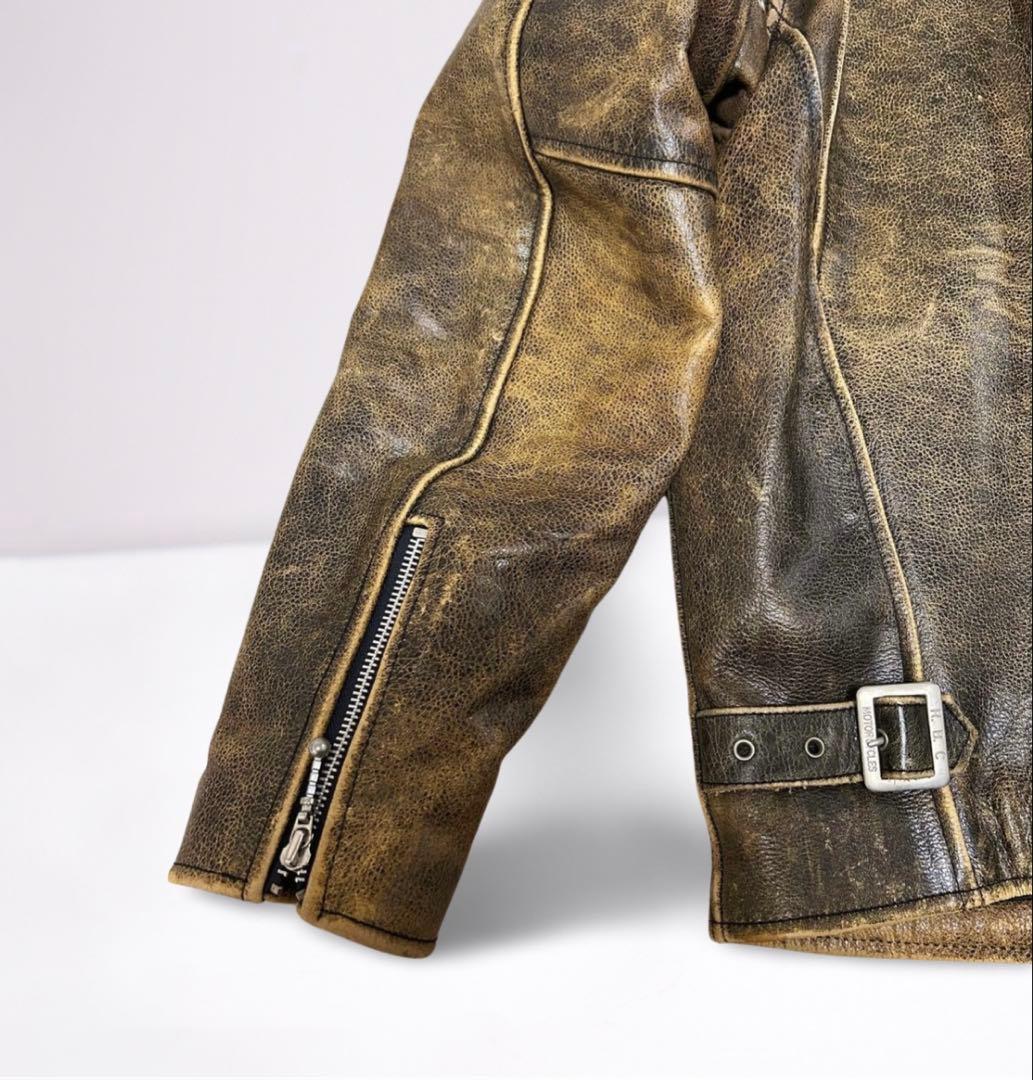 R.B.C 本革シングルライダース ブラウン XXL ヴィンテージ加工 美品