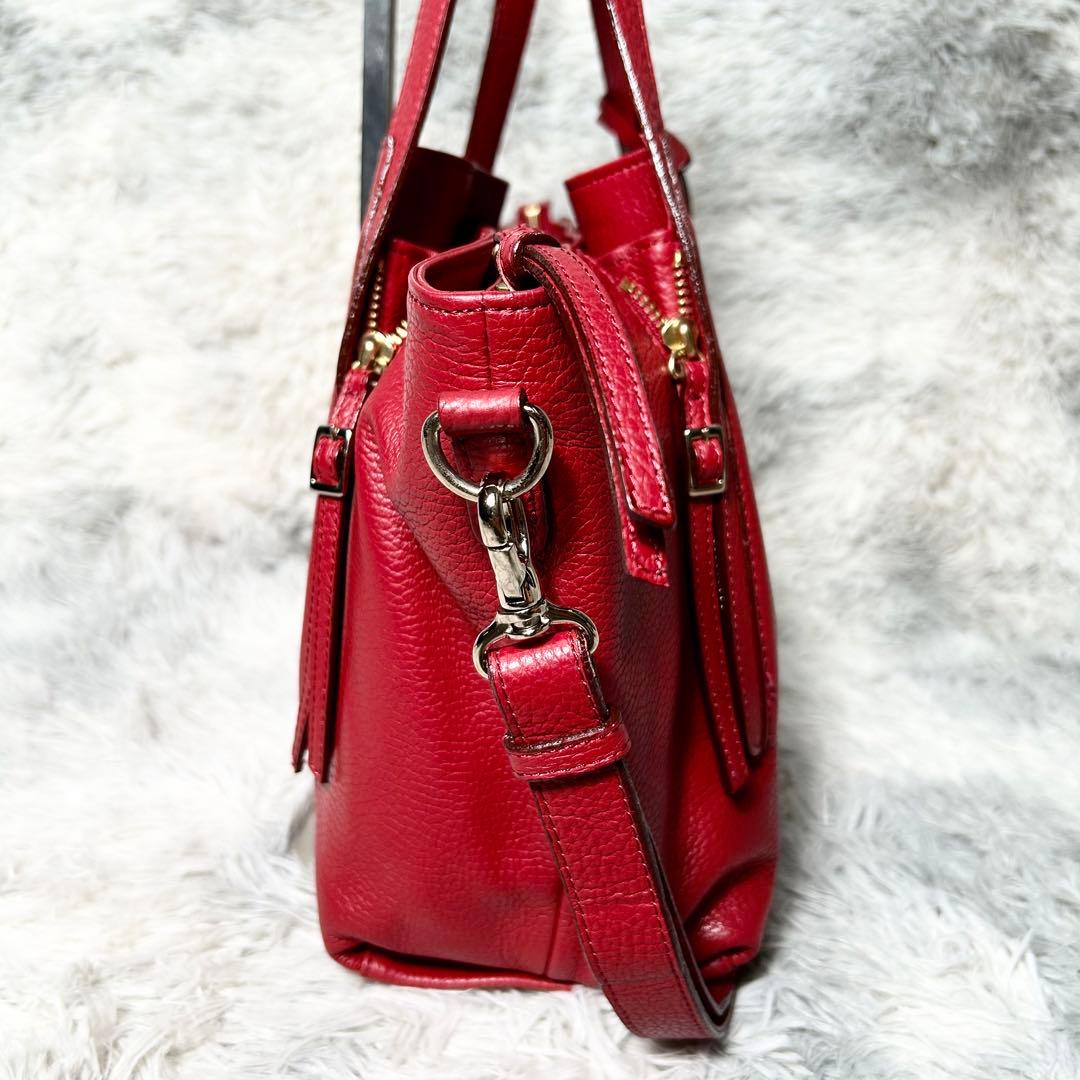 極美品】銀座かねまつ 2way ショルダーバッグ 赤 レザー - メルカリ