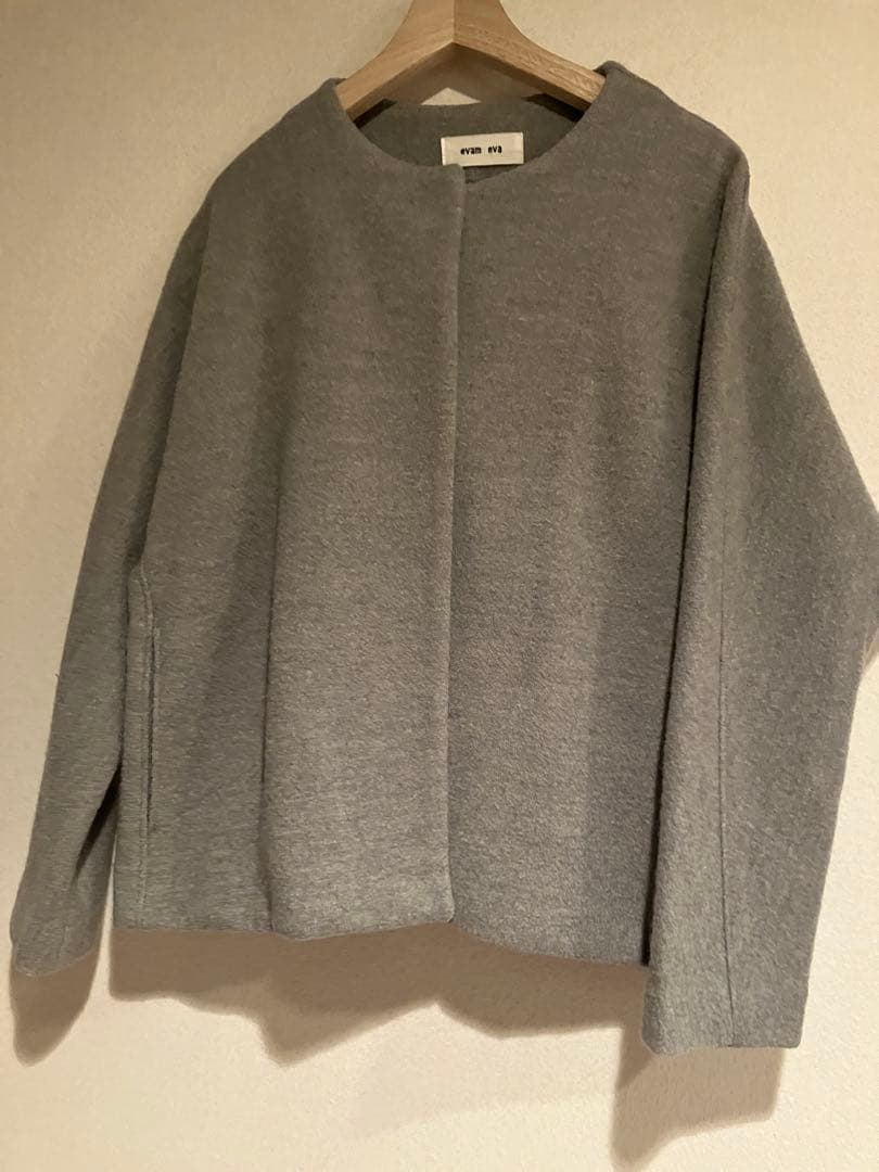 evam eva グレー ノーカラージャケット