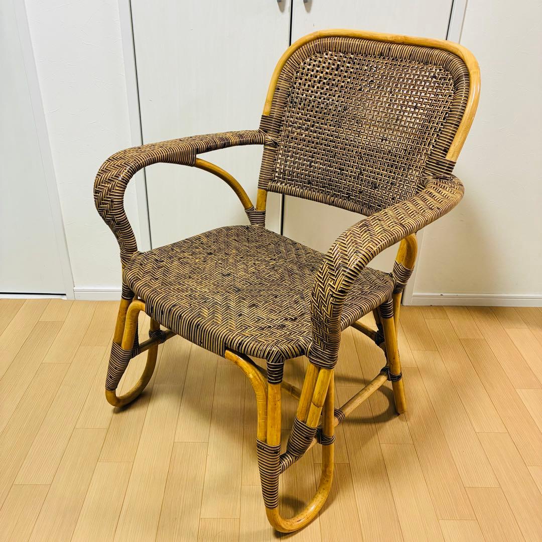【希少　美品】おみねらたん　高級レトロラタン　アームチェア　かいてき アームチェア |ラタンチェア・籐椅子| 籐家具職人の店みうらラタン