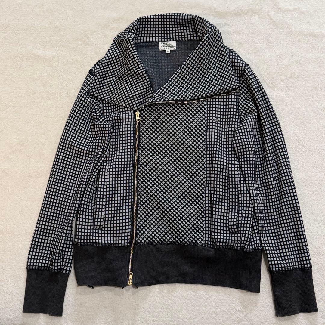ヴィヴィアンウエストウッドマン　ブルゾン　オーブ刺繍　変形　アシメ　チェック　M