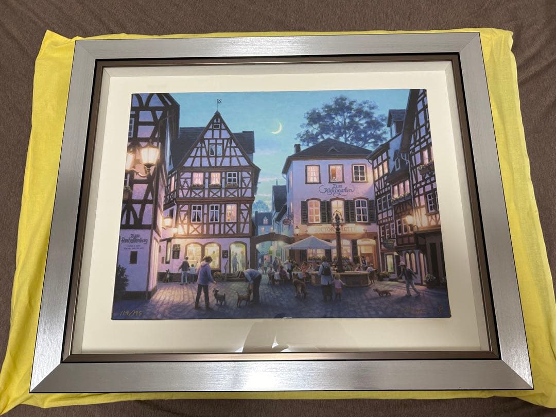 笹倉鉄平　散歩の時間に　ジクレー　直筆サイン右下　裏面も綺麗 美品 笹倉鉄平「はちみつ色の微笑み」シルク+ジクレー 直筆サイン入