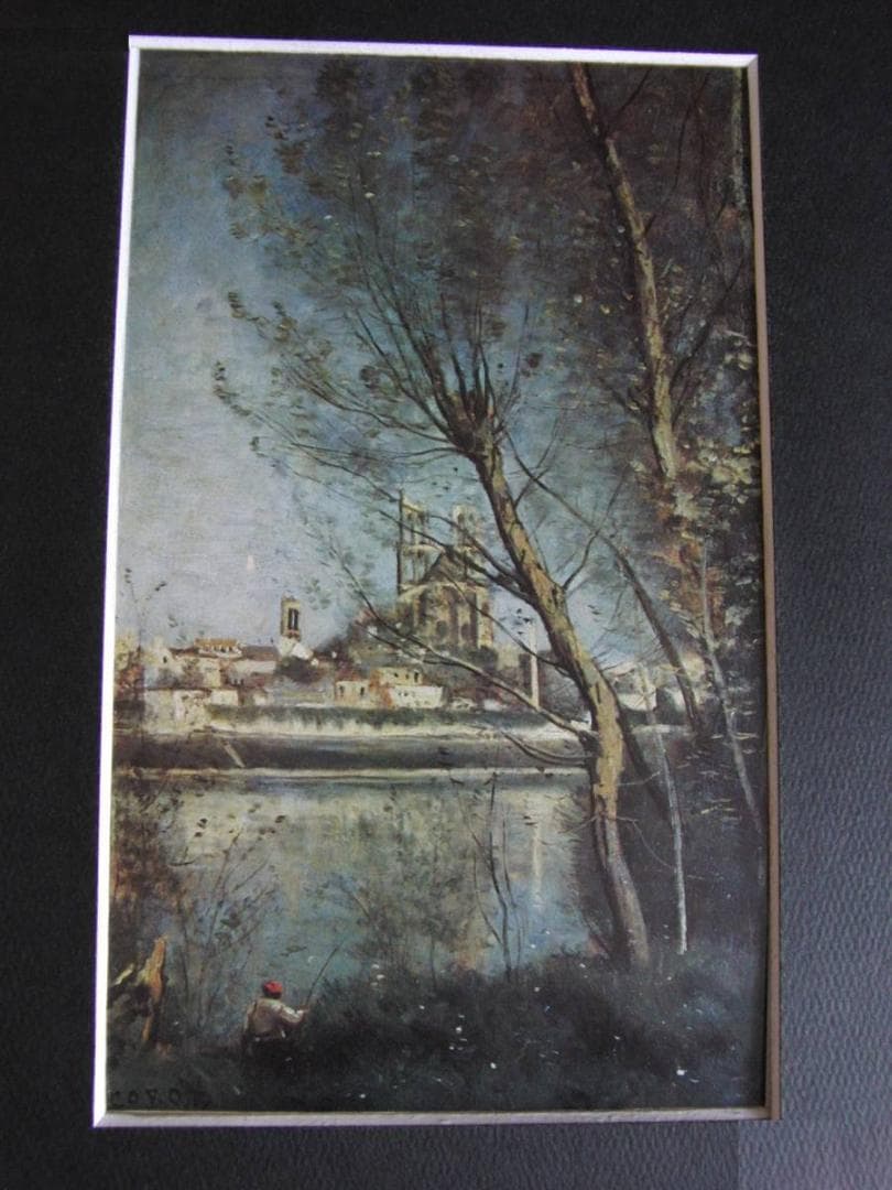 ジャン＝バティスト・カミーユ・コロー、【マント大聖堂】、希少な額装用画集より