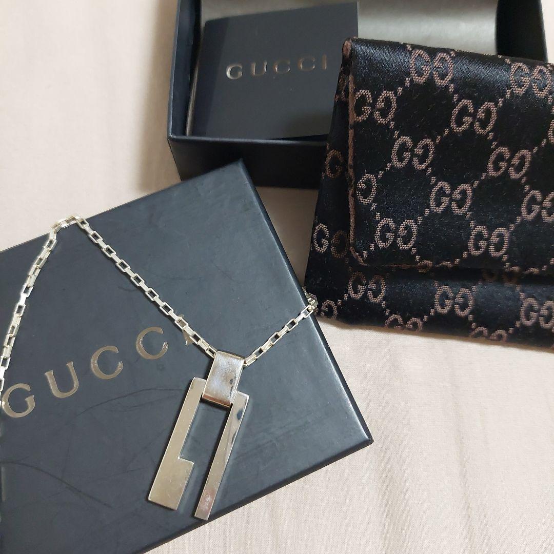 専用　GUCCI カットアウト Gロゴ ネックレス プレート　SILVER925