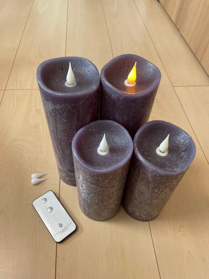 ENKINDDLE リモコン付きパープルキャンドル4本セット