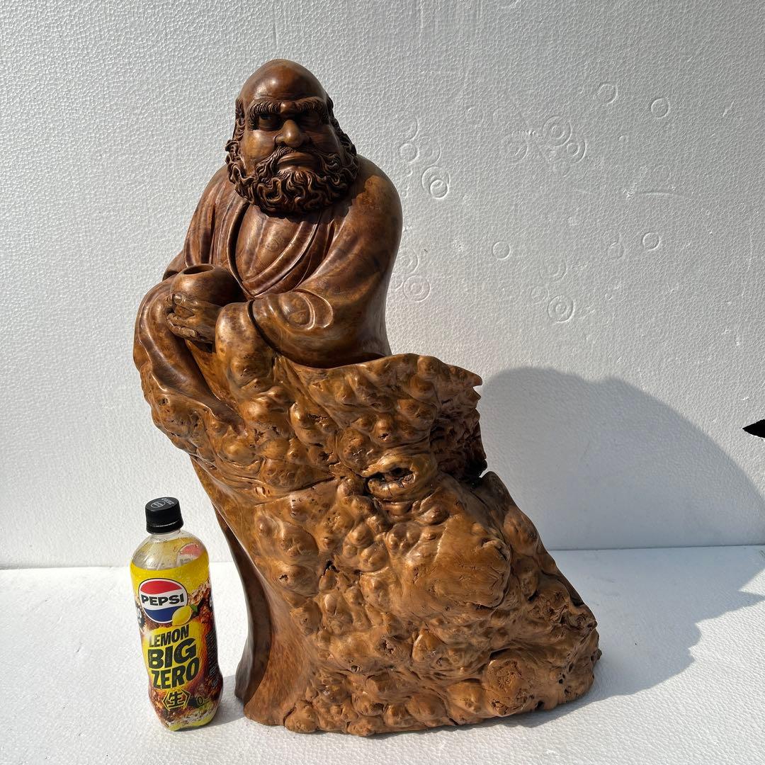 木製達磨太子像 彫刻 60センチ　木の節彫刻