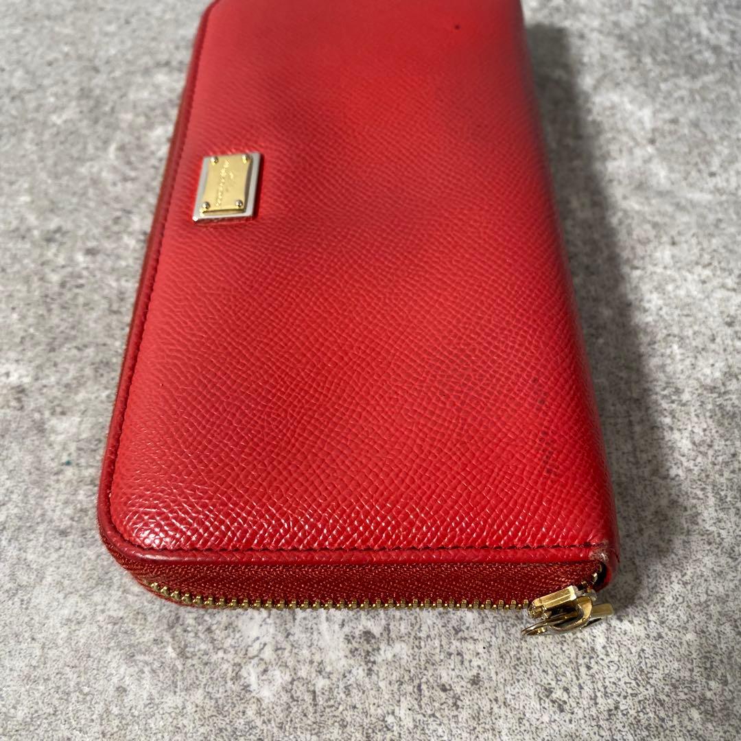 DOLCE & GABBANA ドルガバ 長財布 ラウンドファスナー レッド 赤