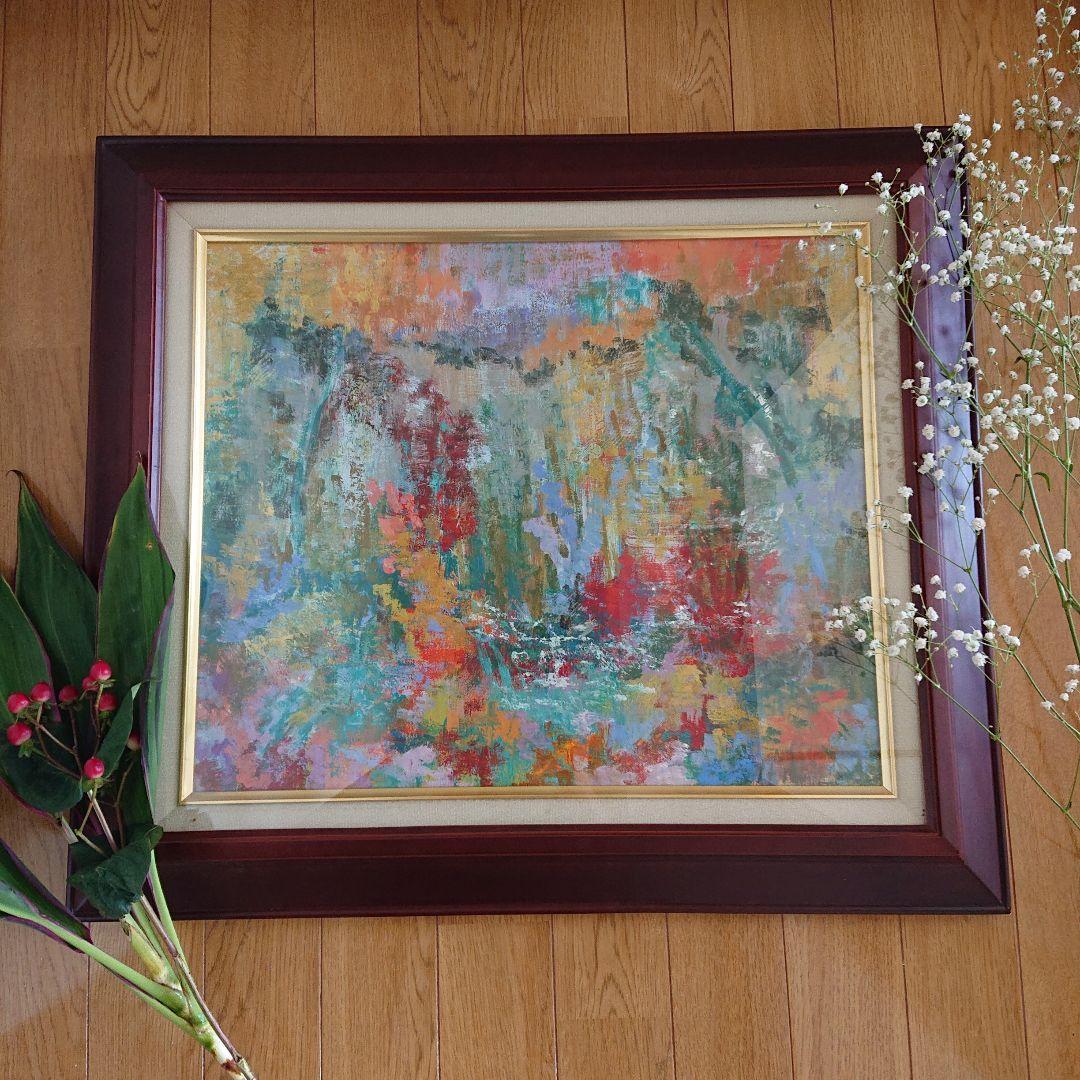 原画 １点もの 『ある日の花屋にて』 油絵 キャンバス 抽象画 花 インテリア 118d75322240ef3ff7199526511108