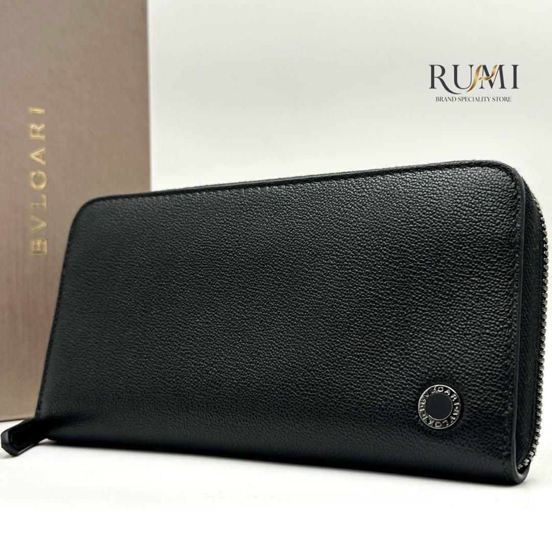 極美品/RFID搭載✨ ブルガリ マン サークル金具 長財布 ラウンドファスナー