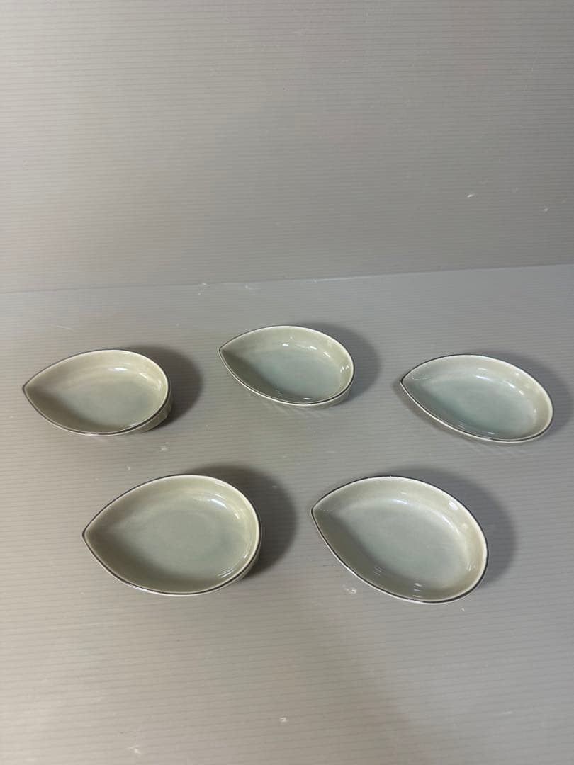 2427 希少　深川製磁　百年庵　茶灰釉　小皿　5客