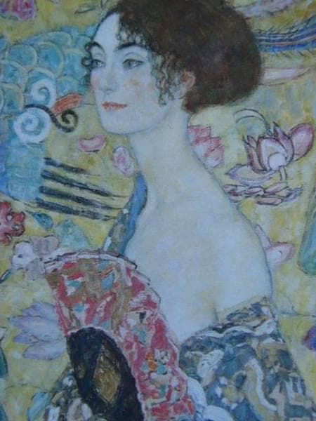GUSTAV　KLIMT、クリムト、扇を持つ婦人、希少な画集より、新品高級額