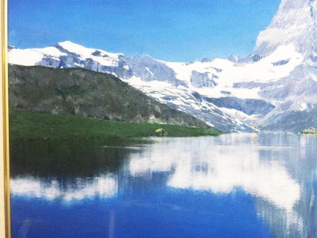 作者不詳 直筆サイン『マッターホルン展望』キャンヴァスに油彩 20号 0202A