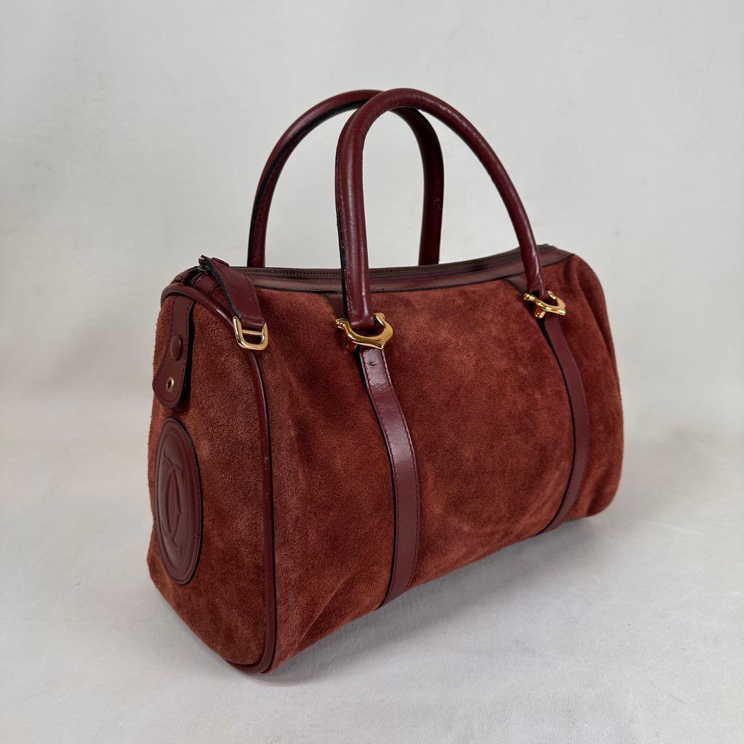 ヴィンテージ カルティエ マストライン ボストン スエード ボルドー 30