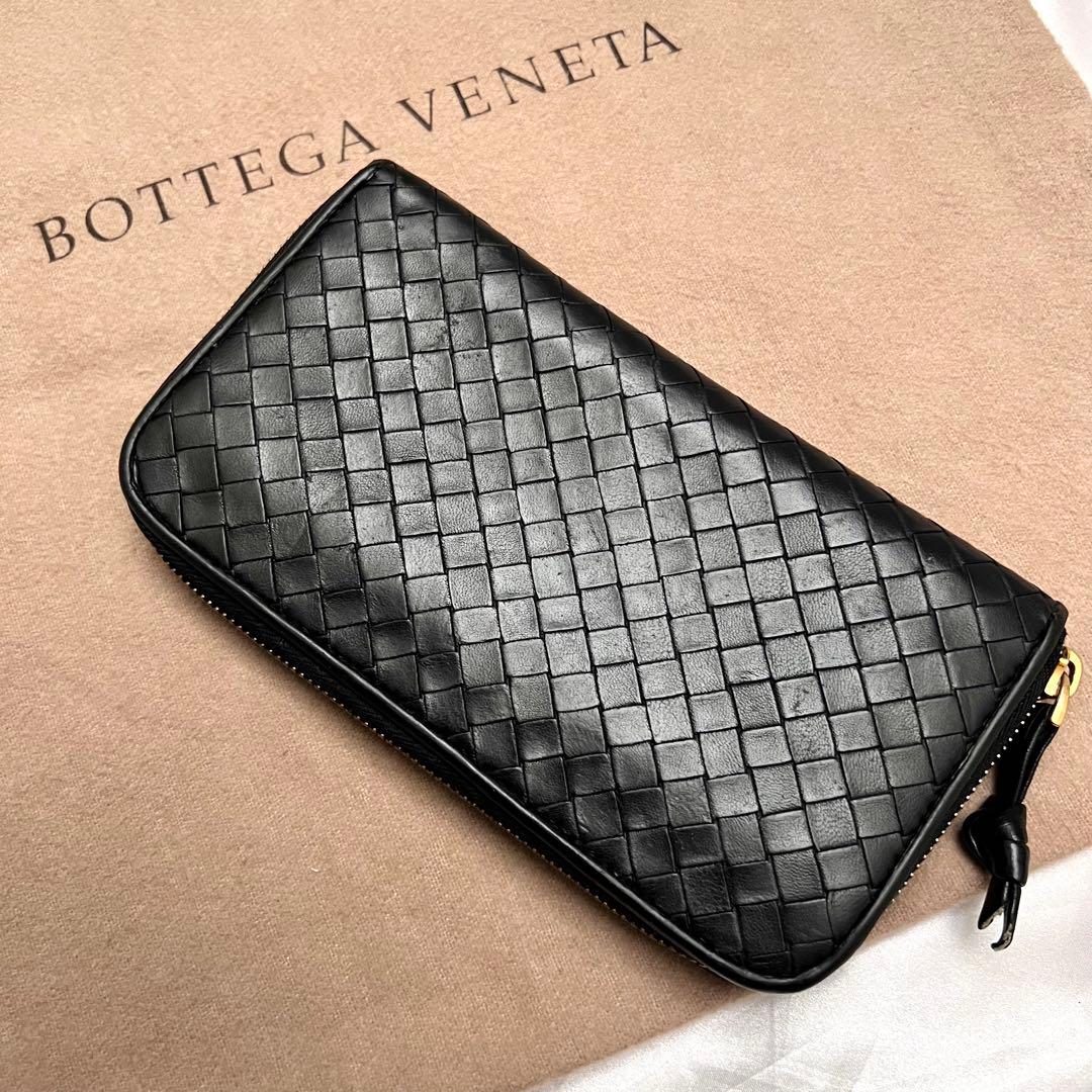 ◇美品◇ボッテガヴェネタ　長財布　ラウンドジップ　ブラック　ナッパレザー BOTTEGA VENETA（ボッテガ・ヴェネタ） カセットラウンドジップ長財布