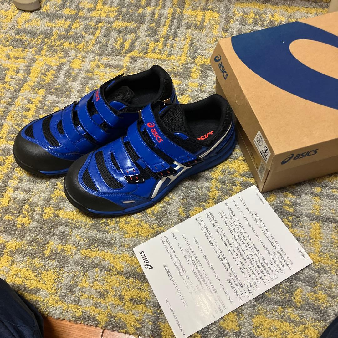 ASICS 安全靴 ベルクロストラップ 青